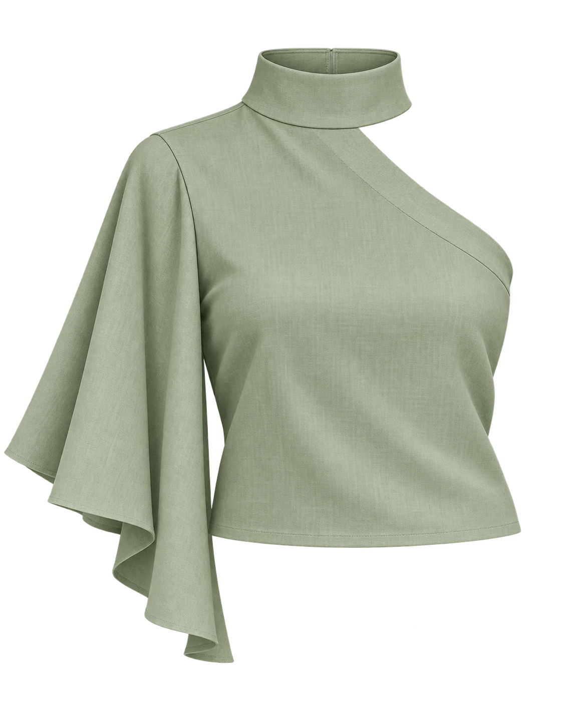 The Shoulder Cutout Cape Top in Sage