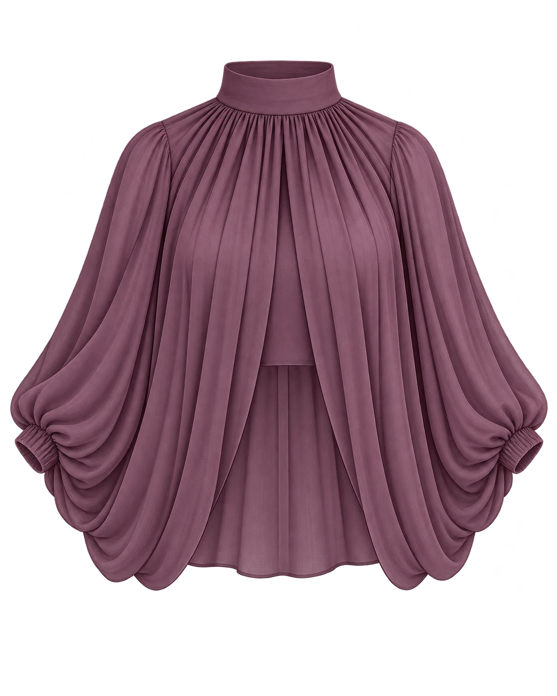 The Balloon Sleeve Blouse in Smoky Plum