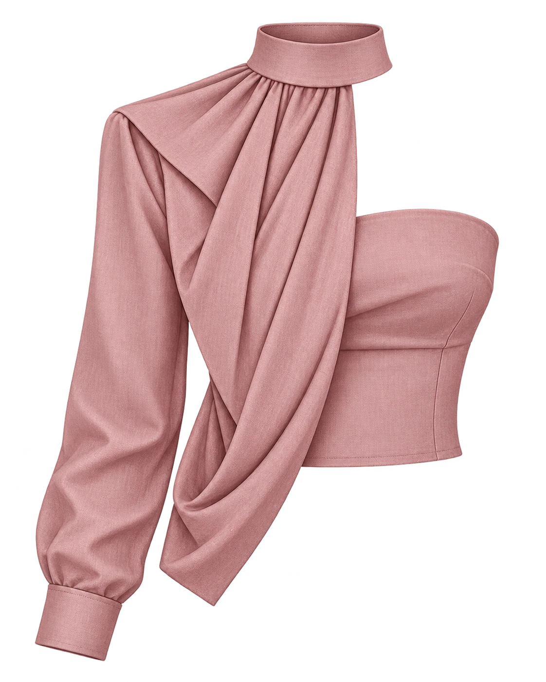 The One-Sleeve Wrap Top in Muted Rose