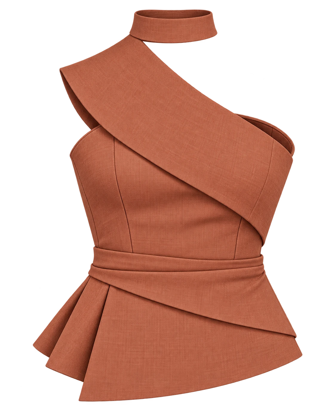 The Sculpted Wrap Peplum in Clay