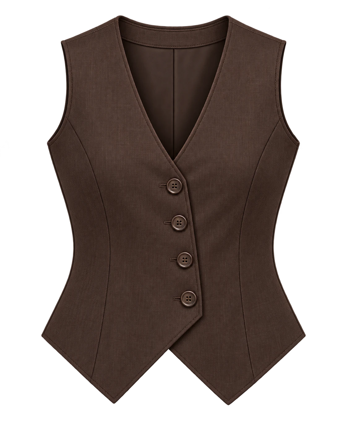 The Tailored Button Vest in Chocolate