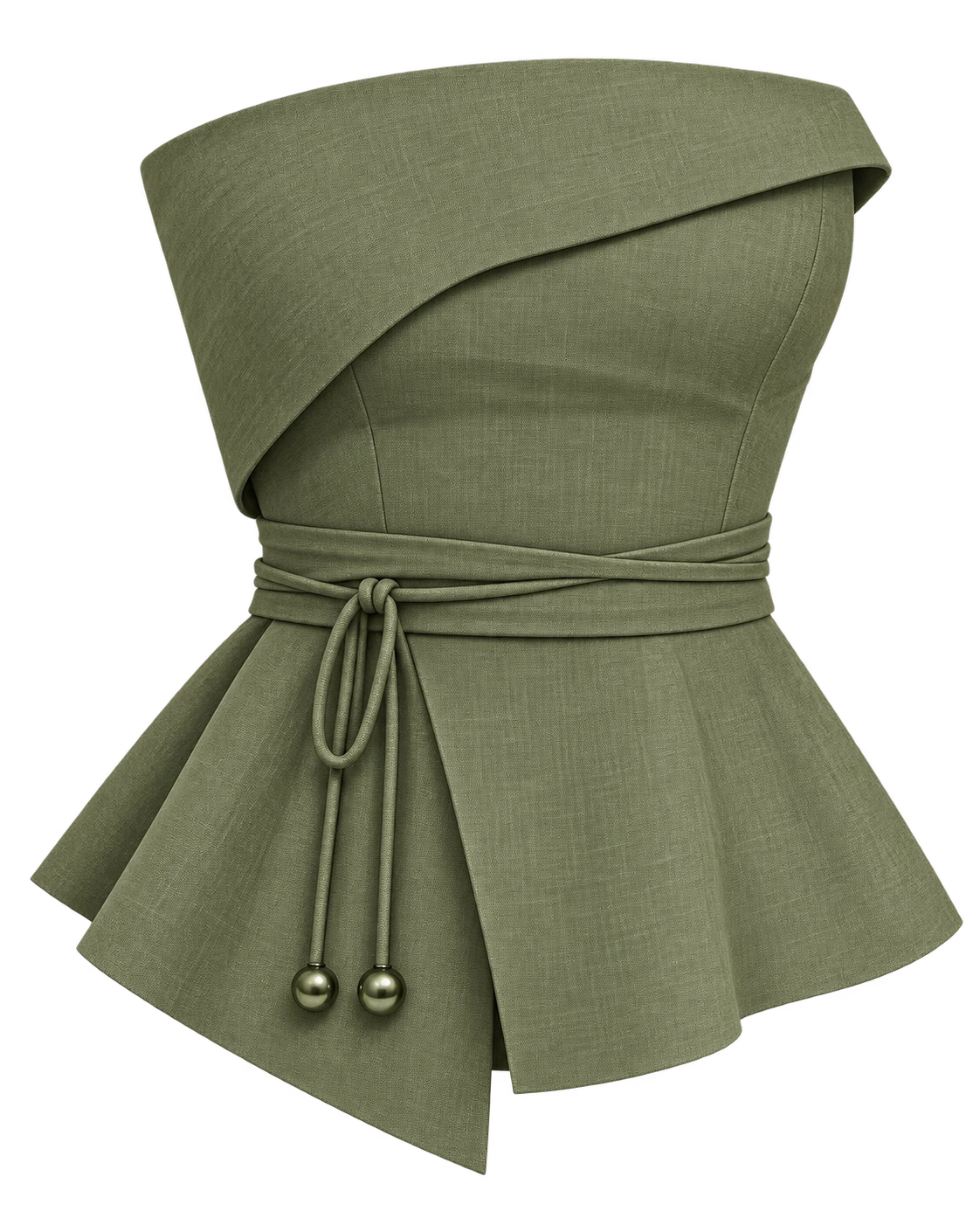 The Tie-Waist Peplum in Moss