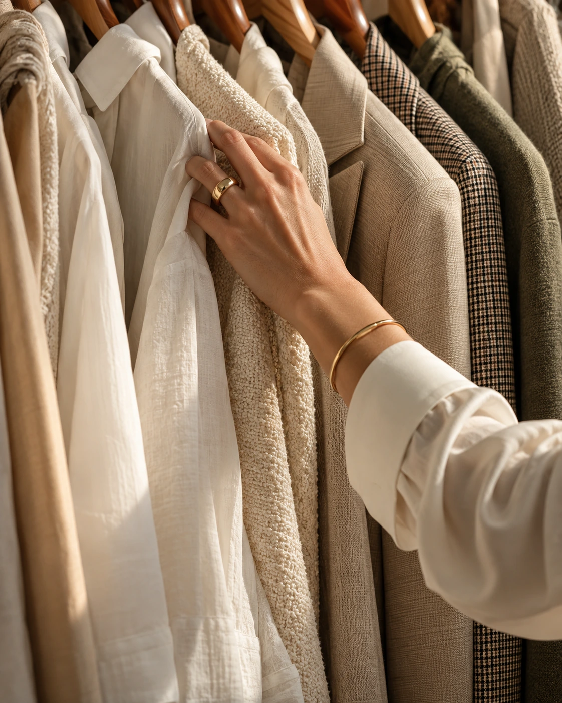 Clothes, textures and possibilities in a wardrobe